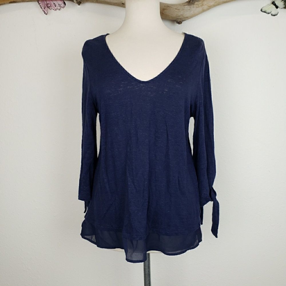 Sanctuary burnout tunic sheer hem tie cuff